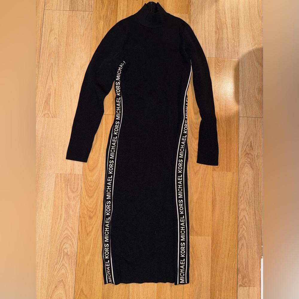 Michael Kors Black Long Sleeve Logo Dress